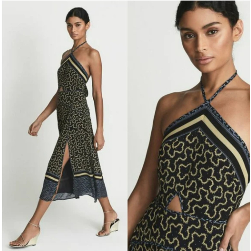 Reiss- Alexandria Cutout Detail Halter Neck Midi Dress